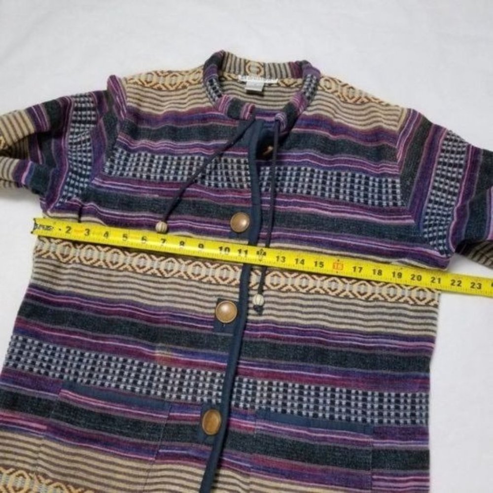 VINTAGE Dress Barn Button Jacket Womens Medium Striped Retro Knit Coat - Picture 6 of 9